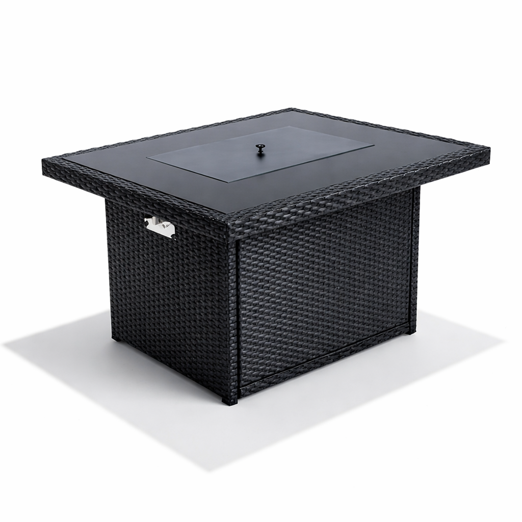 Black Wicker Fire Table